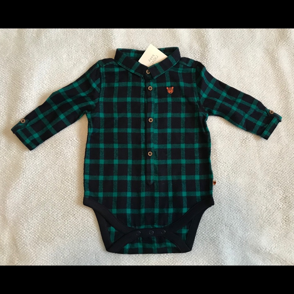 Plaid bodysuit Baby boy 3-6 months NWT